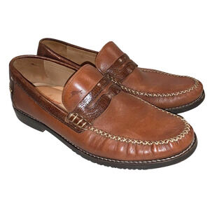 Tommy Bahama Men's Finlay Penny Loafers Size 8.5 M Brown Leather Preppy Casual